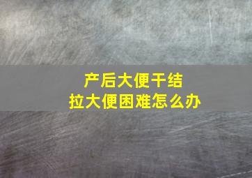 产后大便干结 拉大便困难怎么办